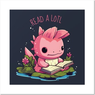 Read ALotl Axolotl Cute Pink Salamander Fish Reading Posters and Art